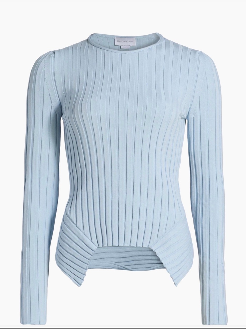 Stella McCartney Pale Blue Ribbed Long-Sleeve Top